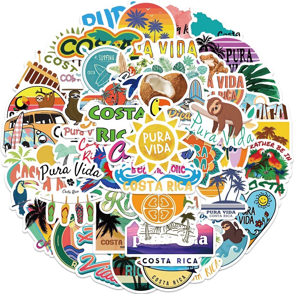 20 Random Costa Rica Sticker Nature Travel Decal Laptop Hydro Yeti Free Shipping