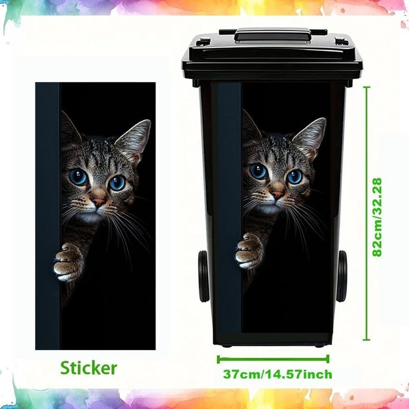 Puppy Donkey Trash Can Decal Funny Vinyl Sticker Easy Apply Removable Colorful