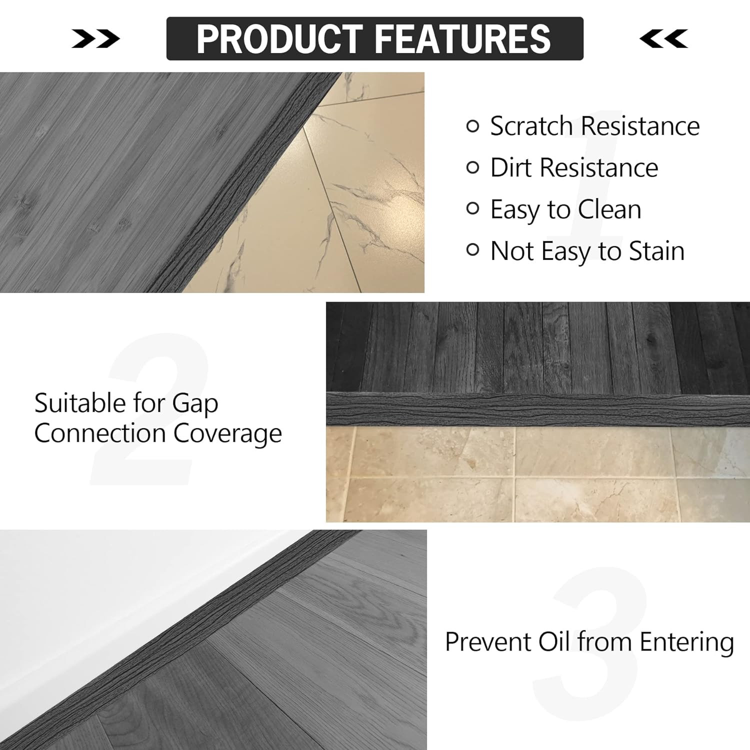 16.4Ft Floor Transition Strip Self Adhesive Vinyl Cover Floor Strip Flat Divider