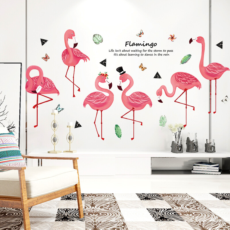 Removable Vinyl Wall Decal flamingo Girl Sticker Art Home living Room DIY Decor
