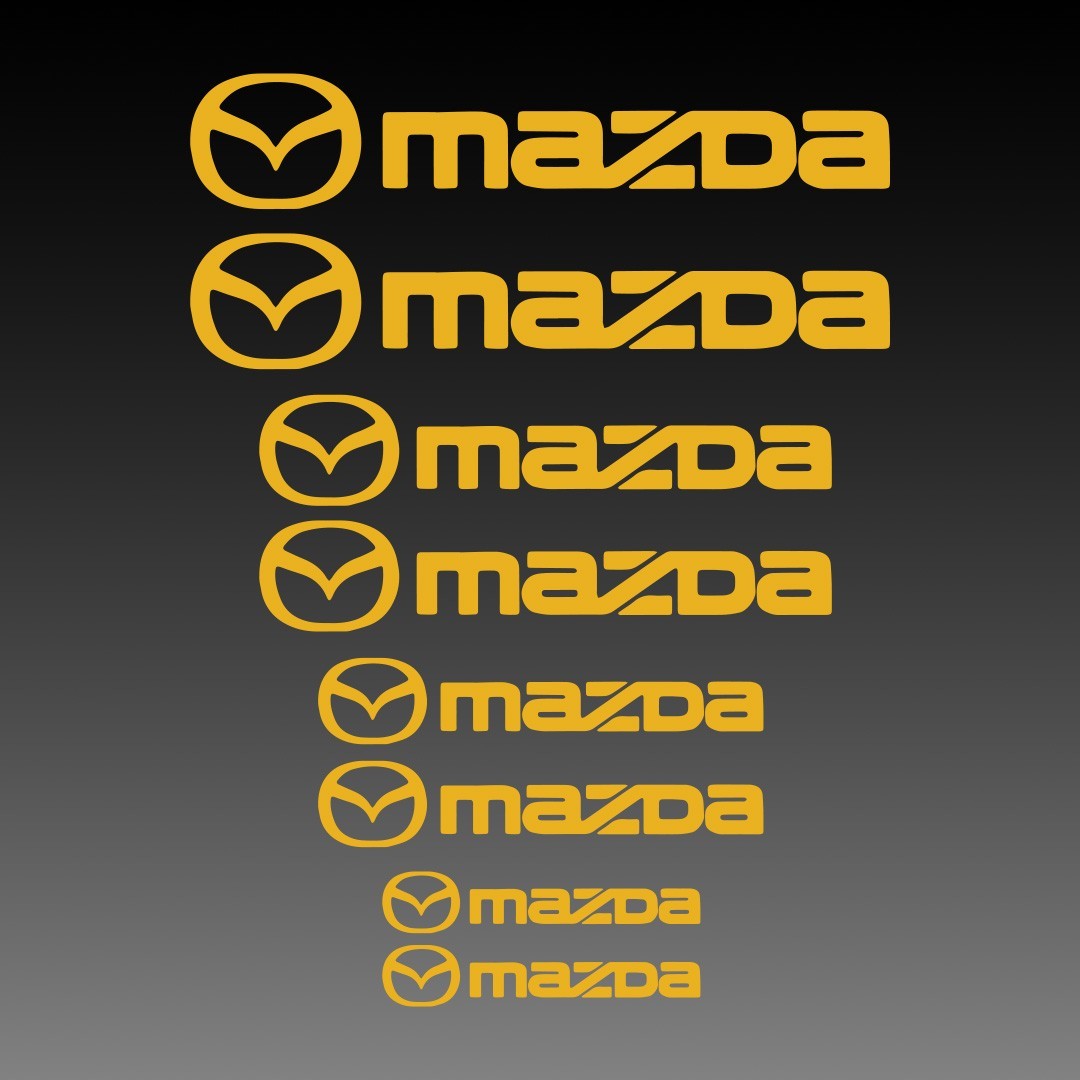 Mazda w Logo Brake Caliper Decal Stickers Set of 8 Vinyl Heat Resistant