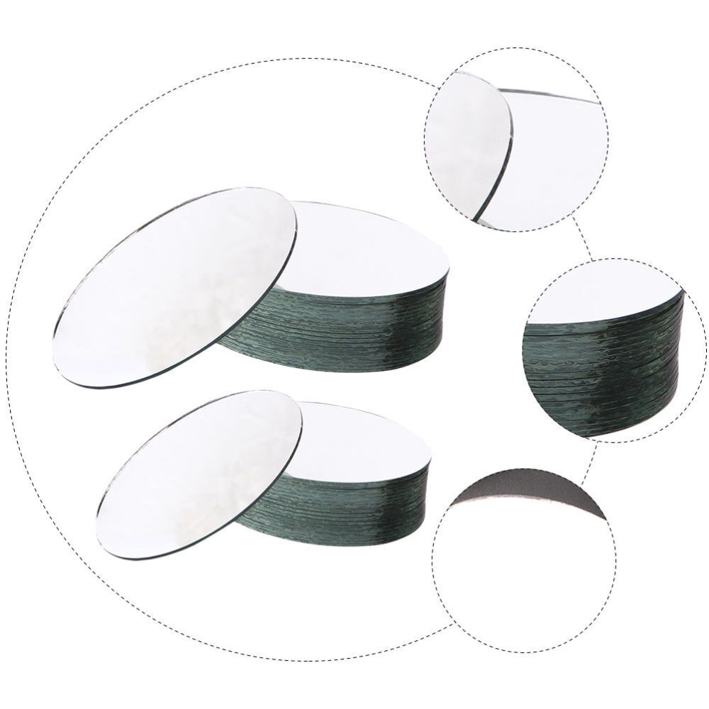 20PCS Round Mirror Tiles Craft Mirror Beveled Glass Mirror Crafts Mirror Tiles