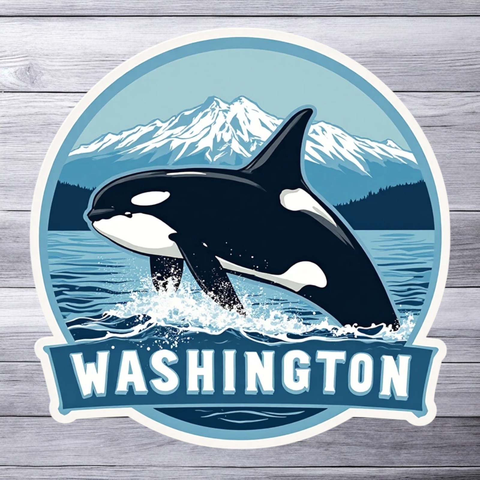 Washington Sticker Vinyl Decal Orca Whale Ocean Mountain Nature