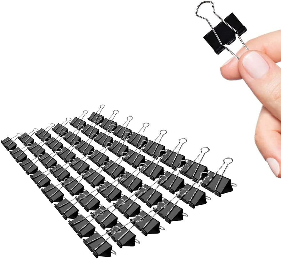 Small Binder Clips, 48 Pack, 3/4 Inch, Standard 19mm, 0.75 Inch Black-48 Pcs