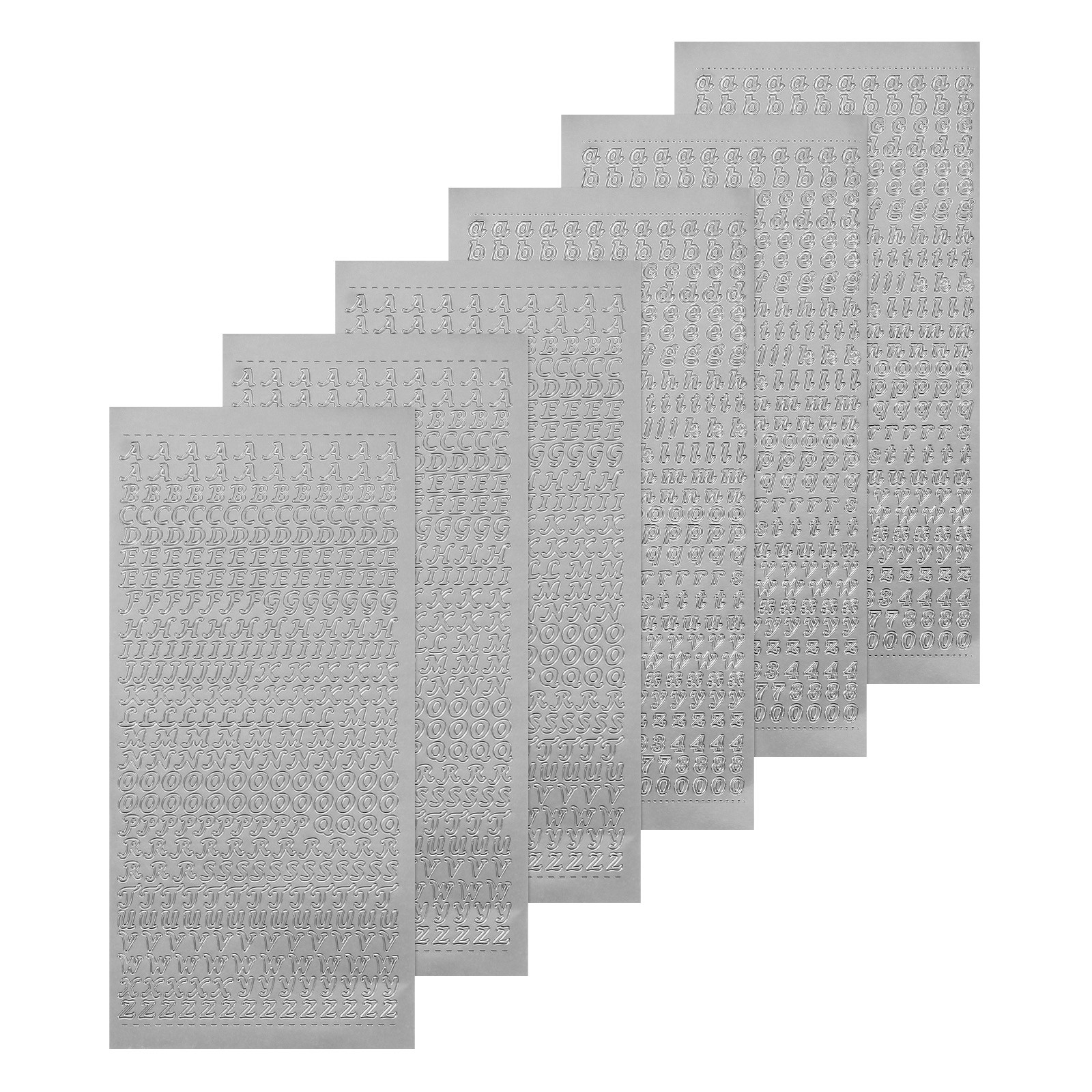 6 Sheets Alphabet Letter Sticker Silver Upper Lower a to Z Self Adhesive
