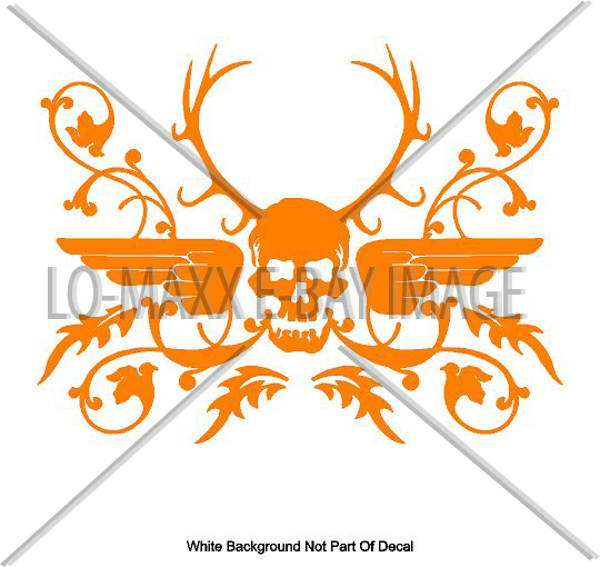 Antler Skull Awesome Ornate Graphic Design Superior Quality Die Cut Vinyl Decal