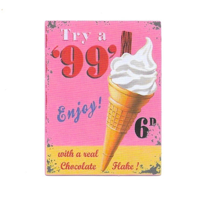 Ice Cream 99 Cone Chocolate Flake Vintage Ad Sticker Dessert Treat Retro