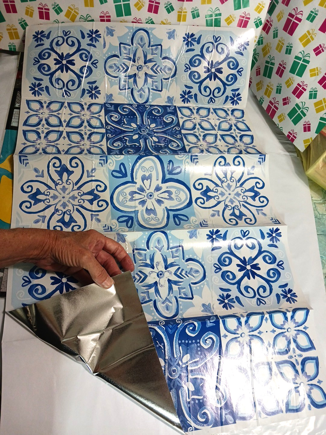 Foil backsplash large wall stickers. 17.7 x 29.5 inches. Lot of 5 patterns. NEW