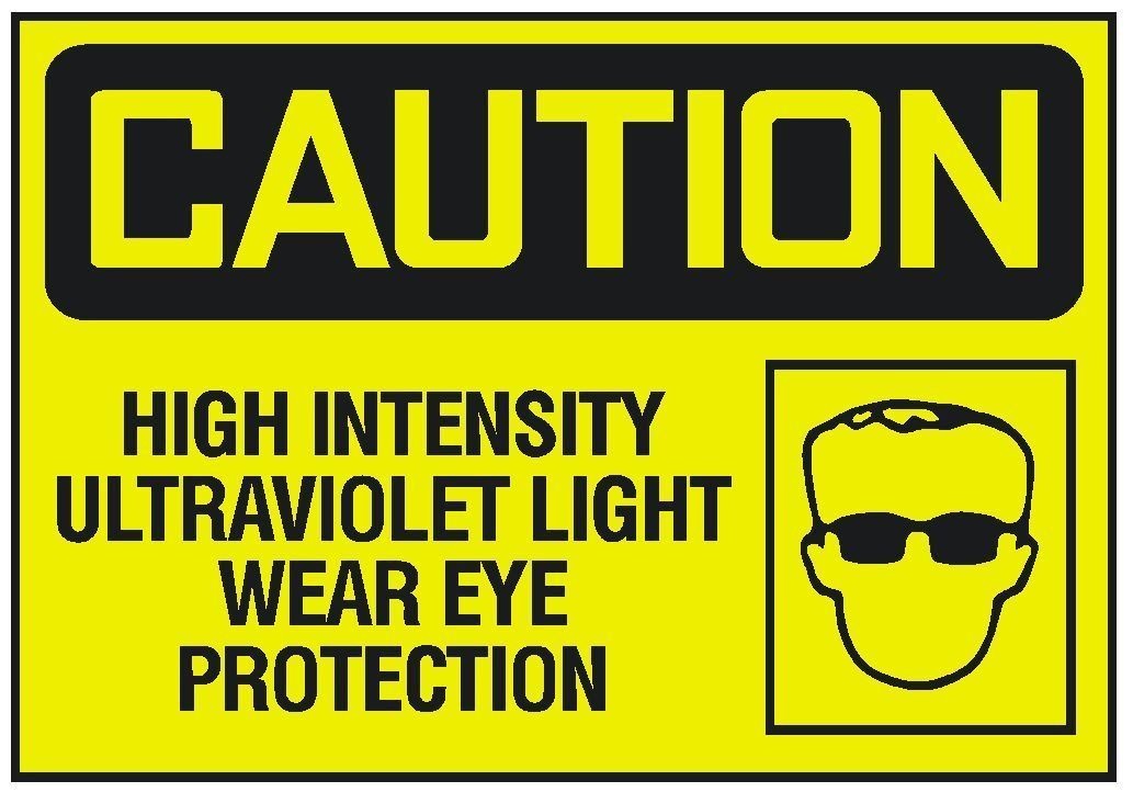 Caution UV Ultraviolet Light Eye Protection Sticker OSHA Safety Sign Decal D255