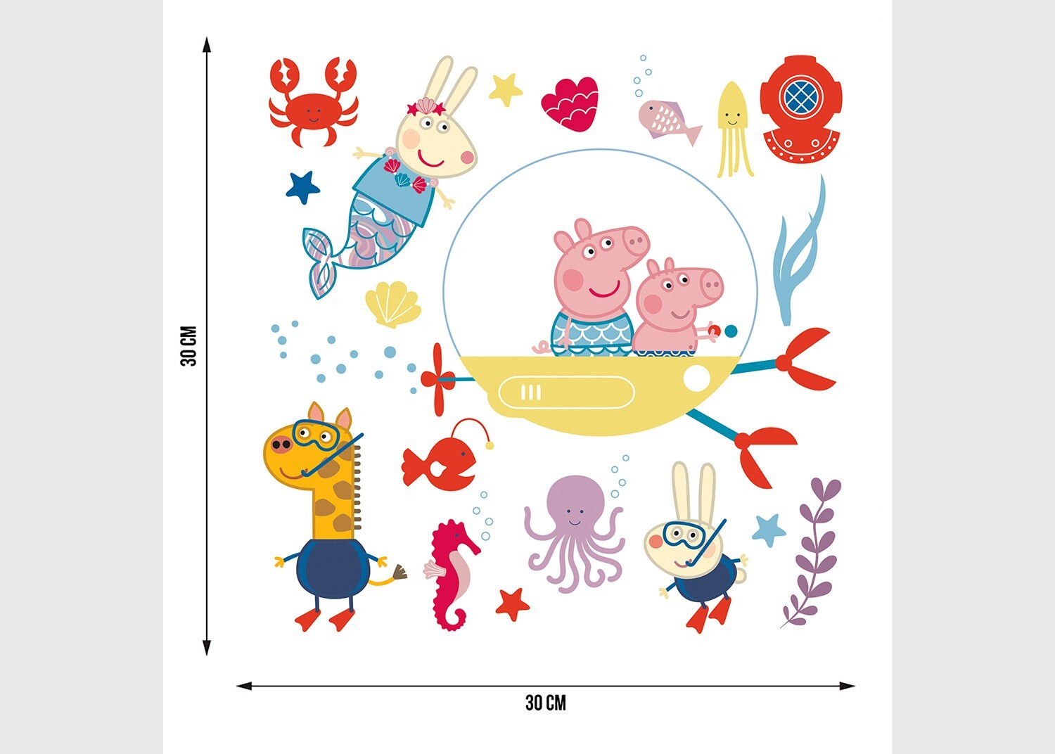 Peppa Pig Wall STICKERS 30x30cm decals SET kids bedroom children girl decor