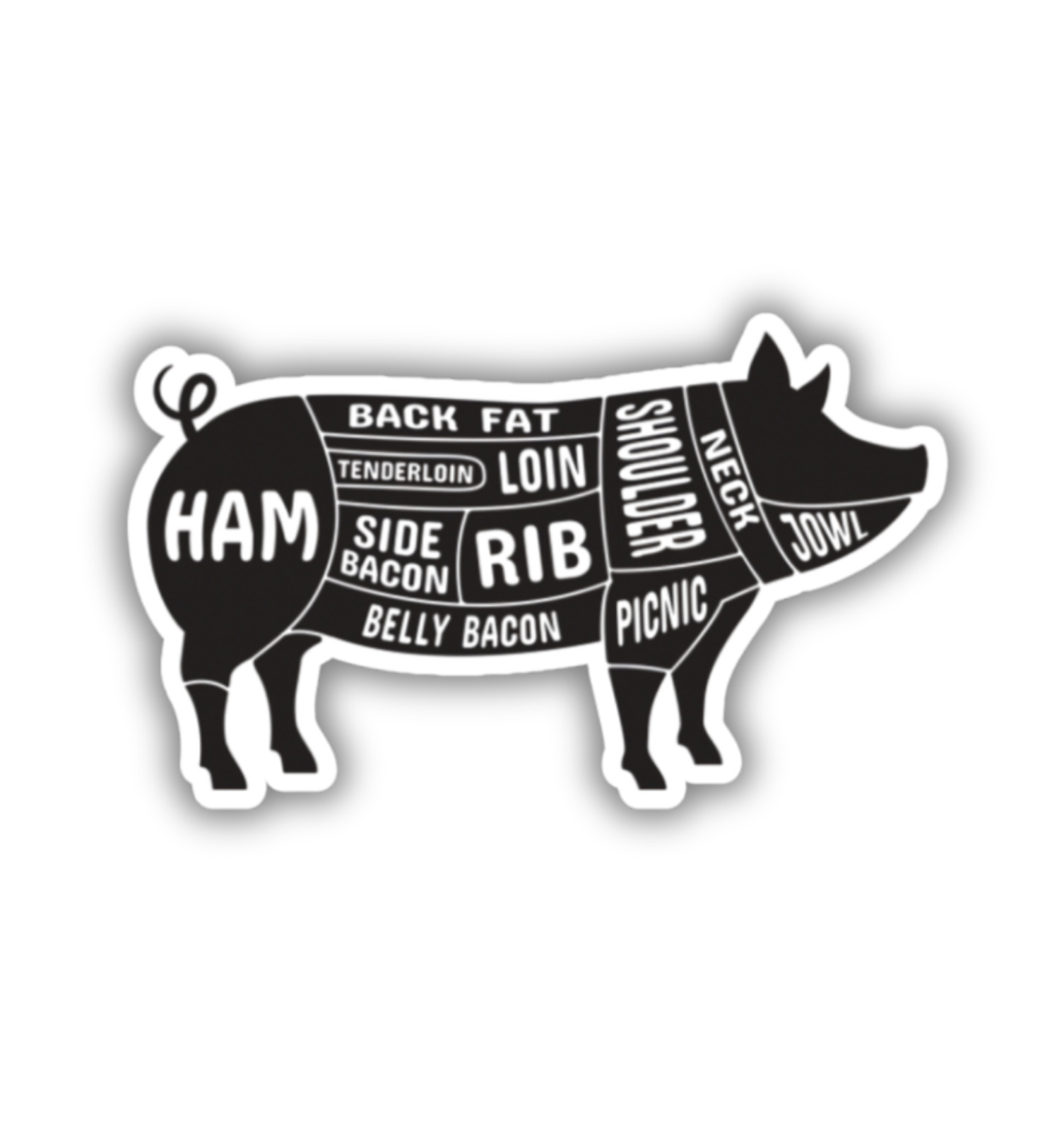 Pork Pig Parts Fridge Magnet or Laptop Sticker
