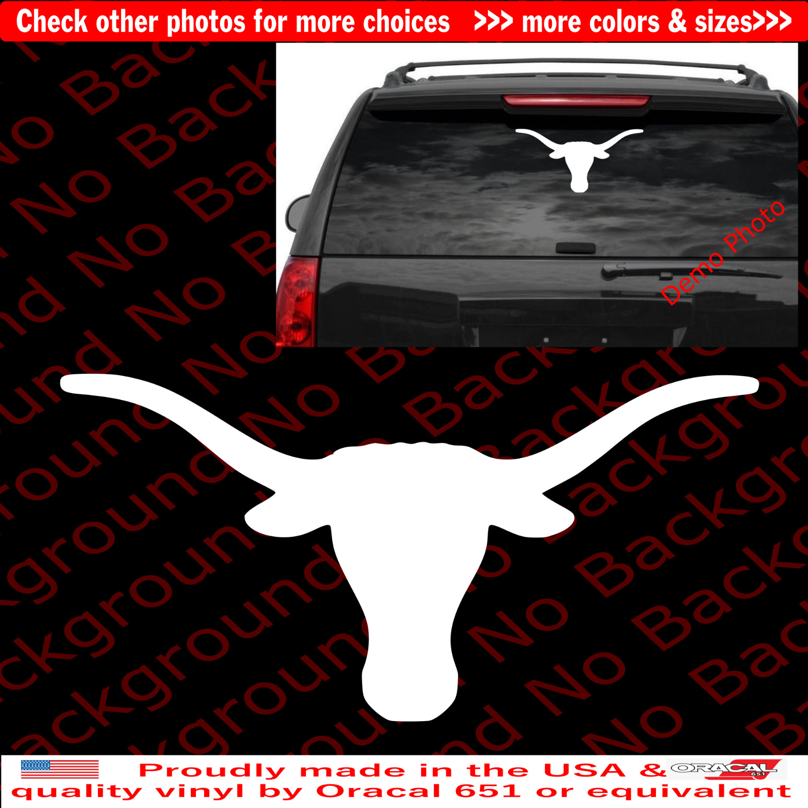Texas Lone Star Longhorns Vinyl Decal Die Cut Sticker for Window UT Fender AM037