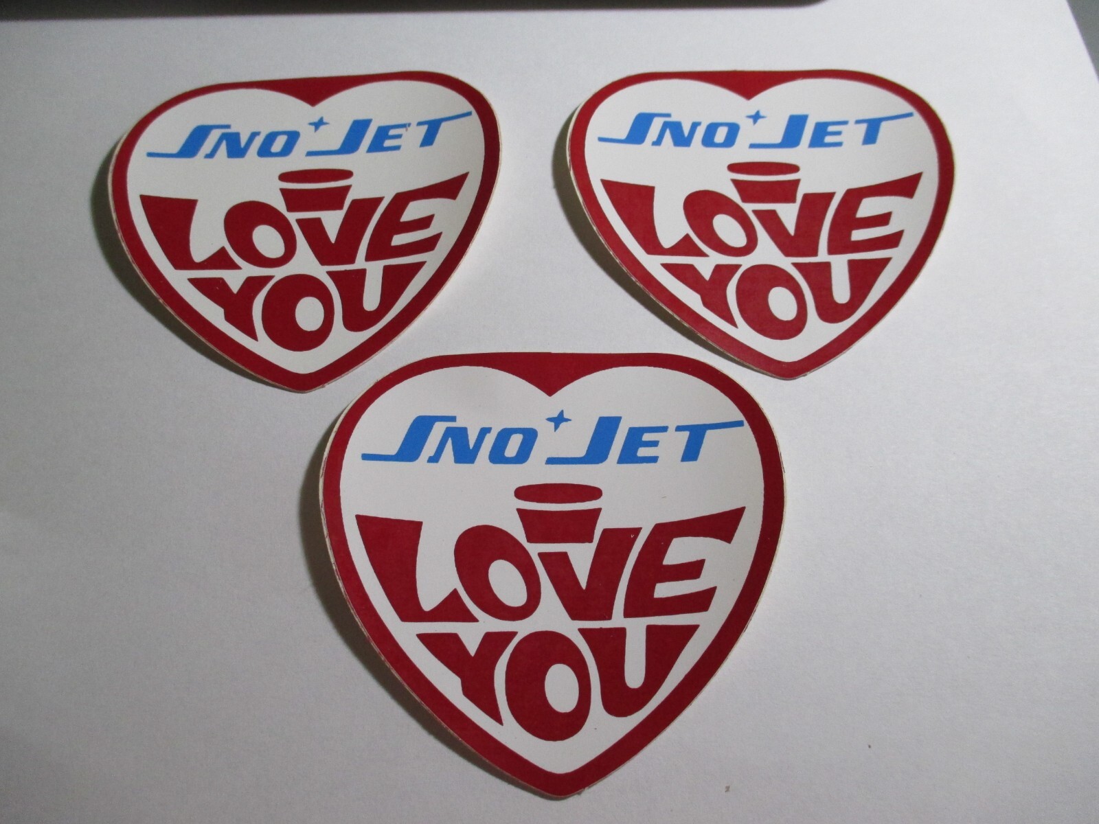 Vintage3 SNO-JET I Love You Stickers Snowmobile Sled Snow Machine 3 x 3 Inches