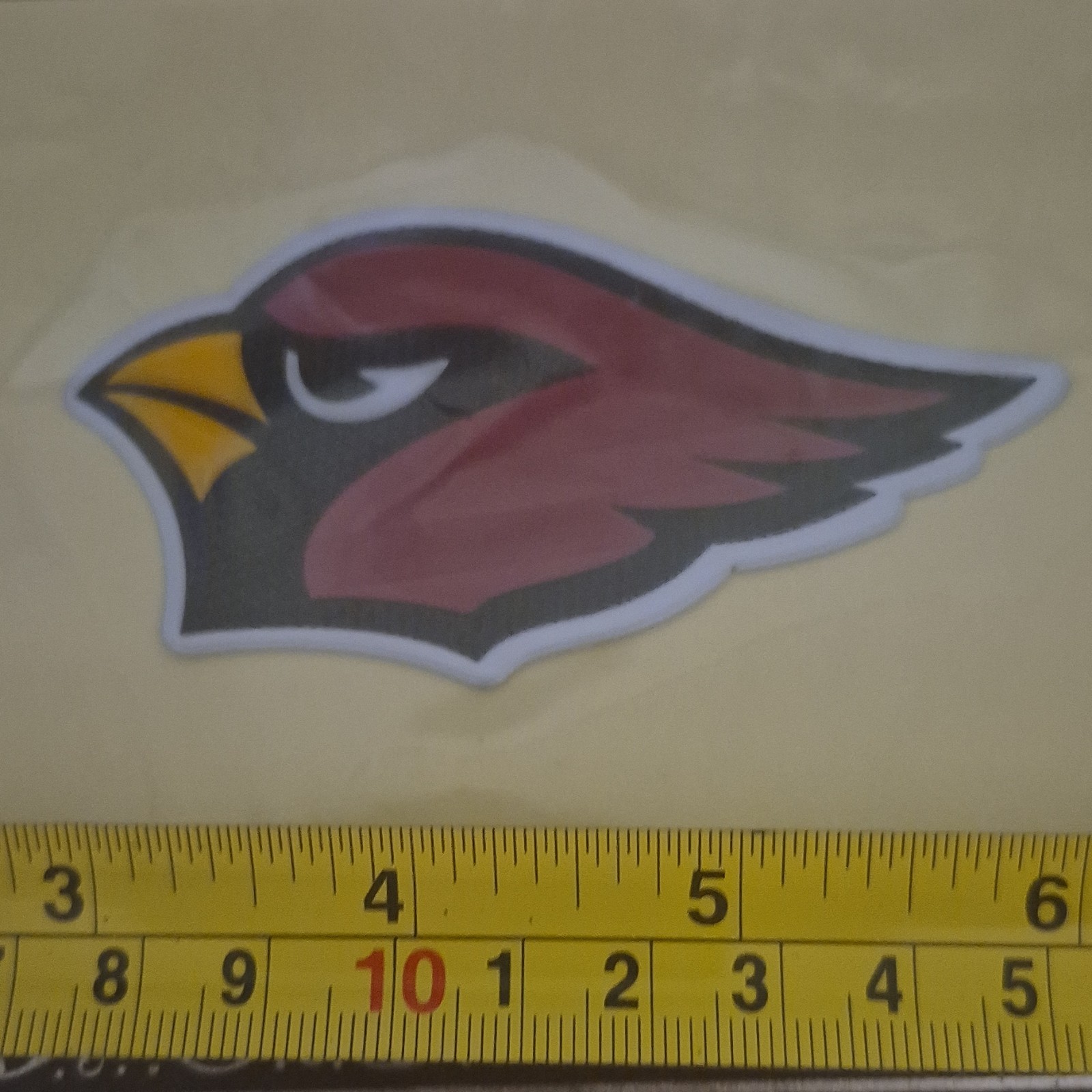 Cardinal Logo Iron On Patch Maroon Yellow Black White NFL memorabilia.