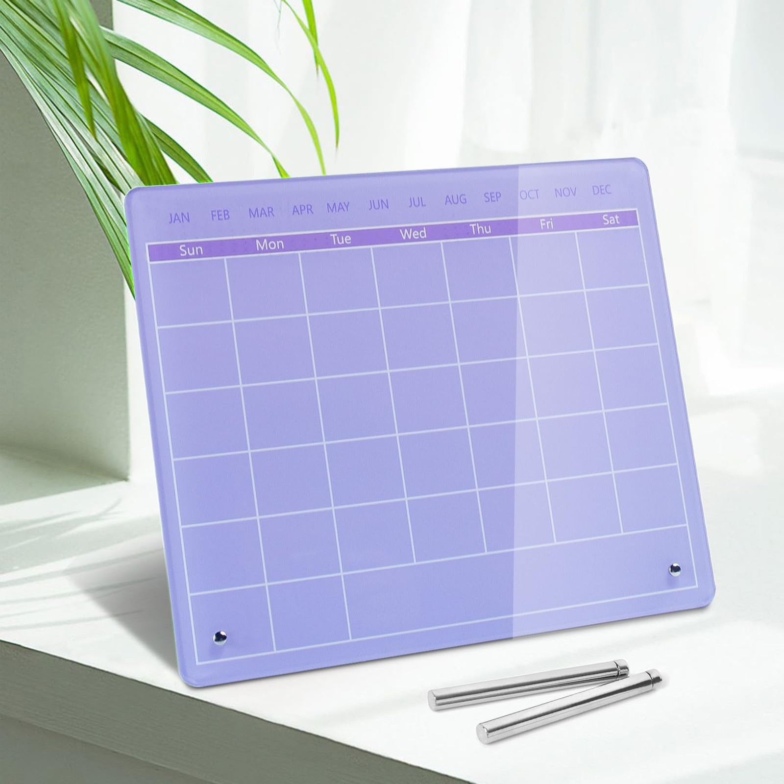 Calendar Dry Erase Board,12"X10",Acrylic Desk Calendar with Stand,Purple Dry …