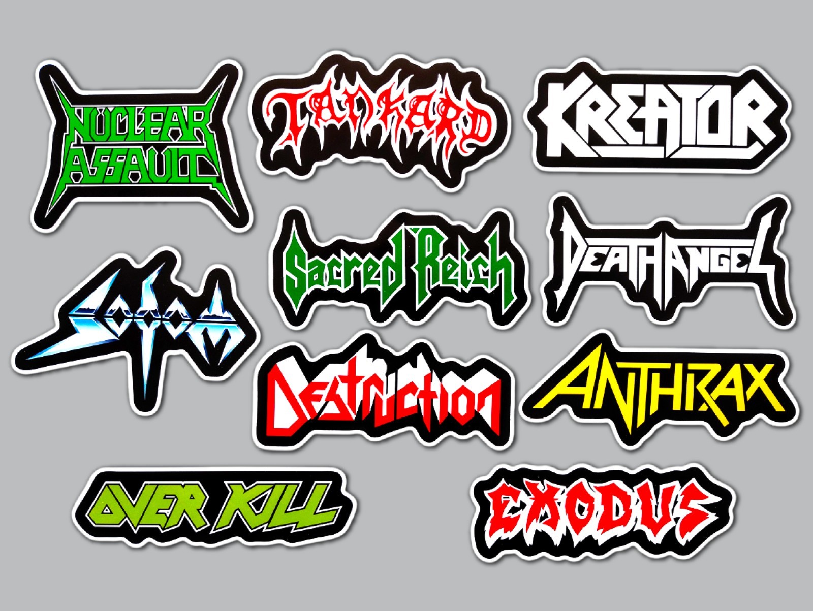 Thrash Metal Vinyl Sticker Lot (10 Pack) SET 1 nuclear assault exodus anthrax