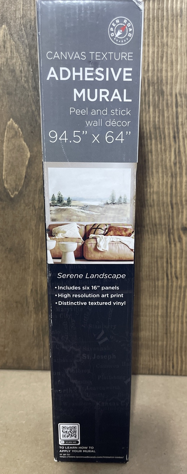Open Road Canvas Texture Adhesive Mural Peel &Stick Wall Decor Serene Landscape