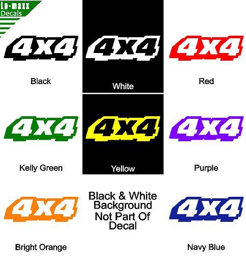 4 x 4 Four Wheel Drive Truck High Quality Sizes And Colors Die Cut Vinyl Decal