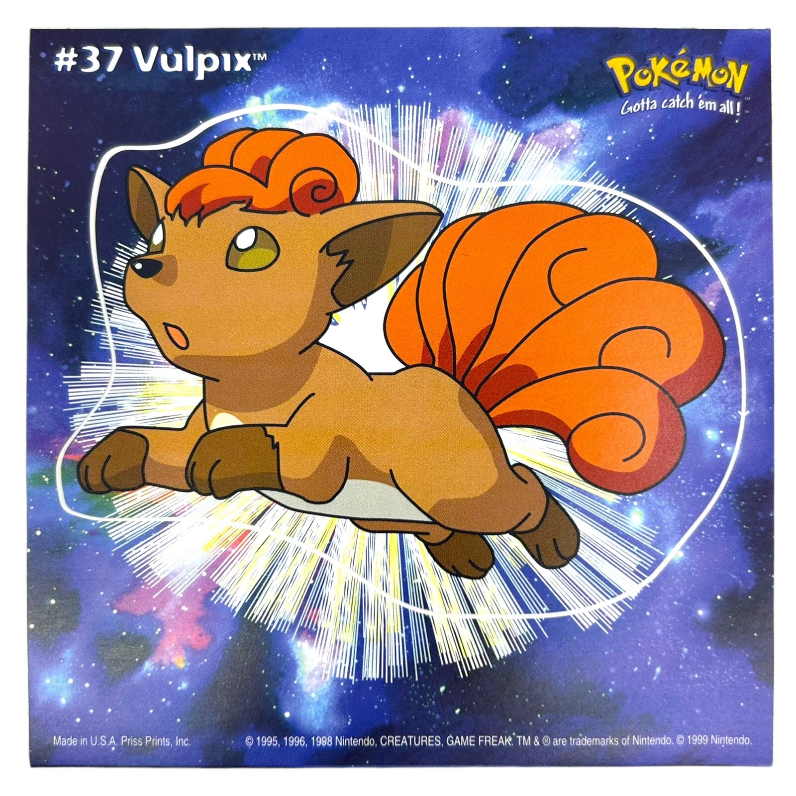 Pokemon Collect ’em Stick-Ups Vulpix #37 Large 4” Sticker Priss Prints