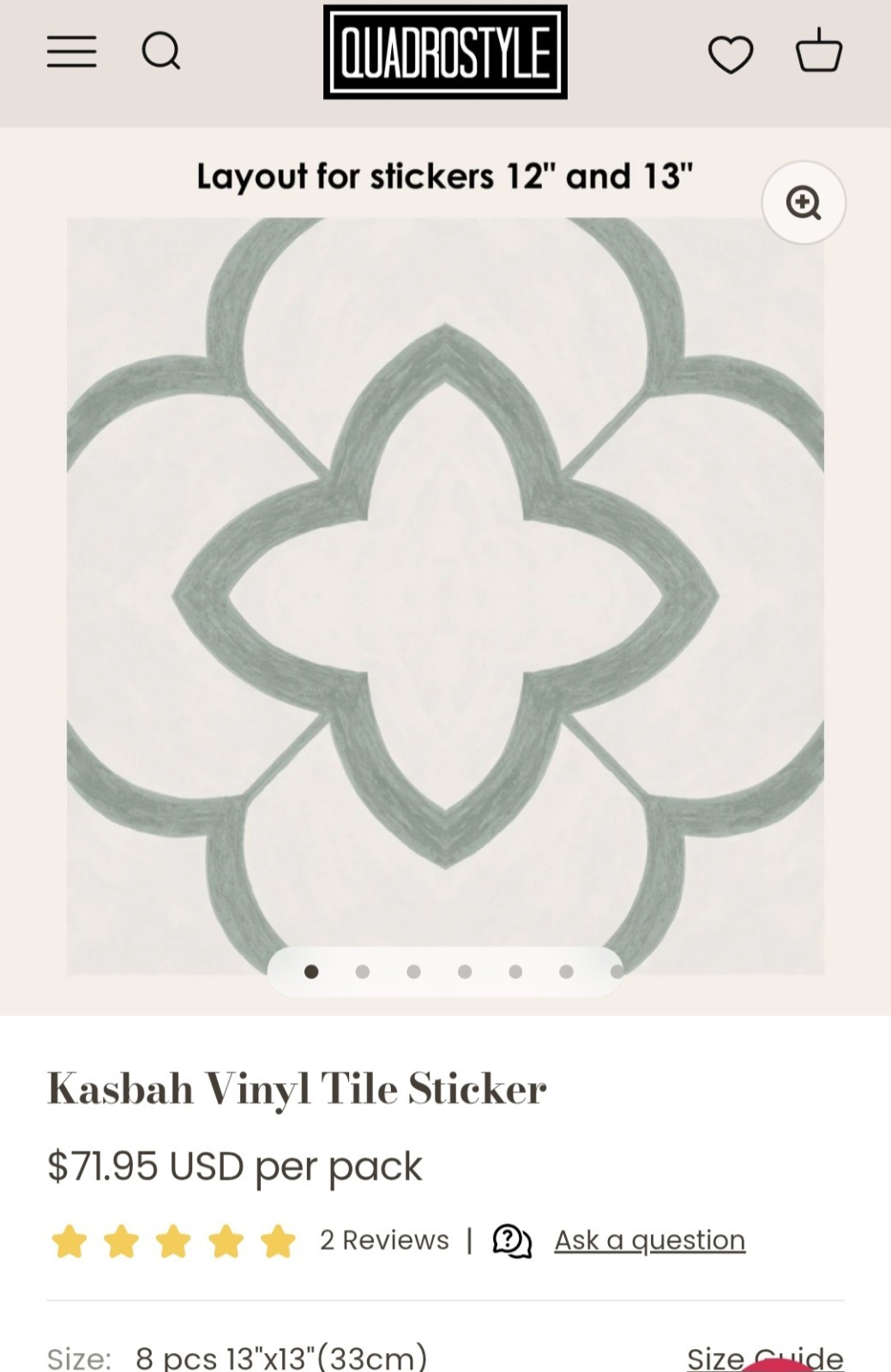 Kasbah Vinyl Tile Stickers (13"x 13") 8 Pack – FREE SHIPPING