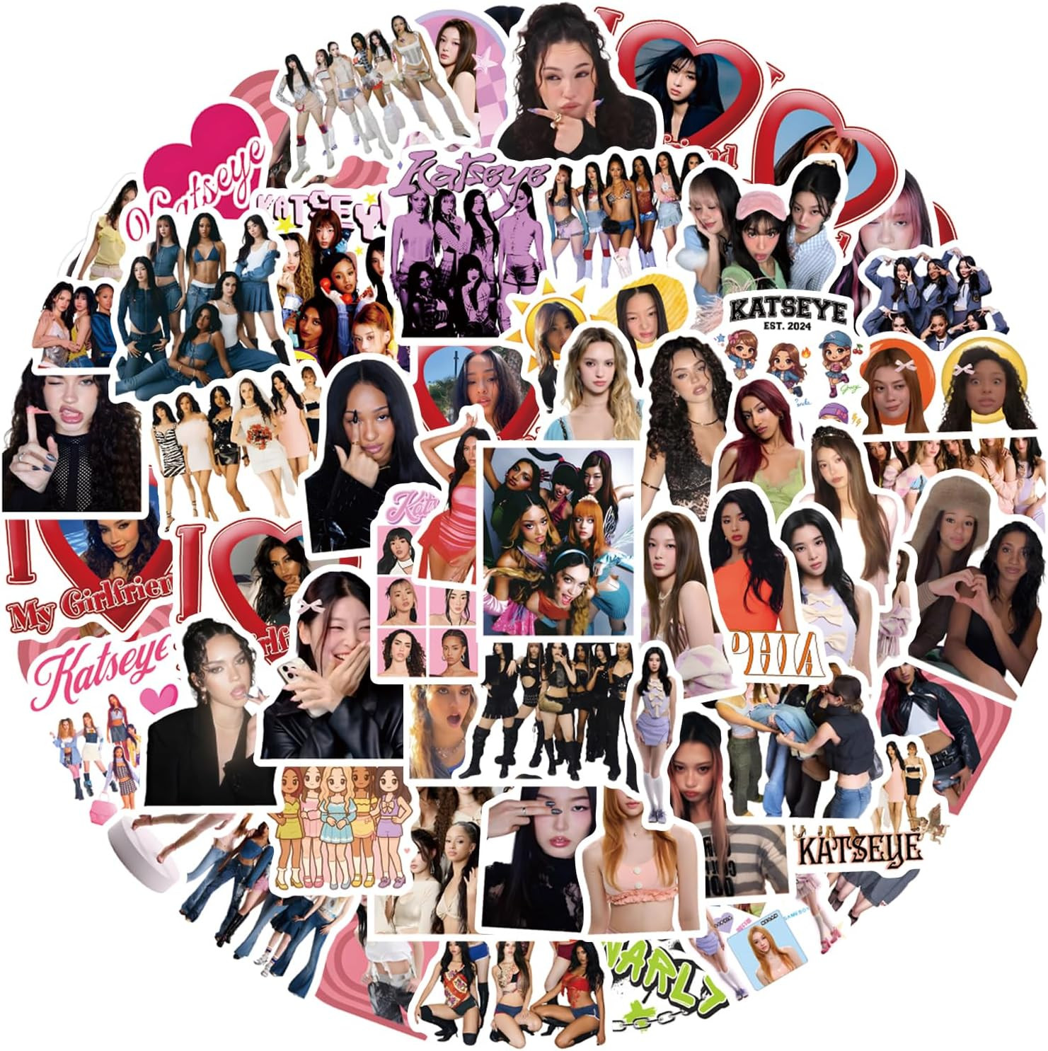 120 PCS KATSEYE Stickers, Waterproof Vinyl Pop Korean Girls Stickers for Laptop