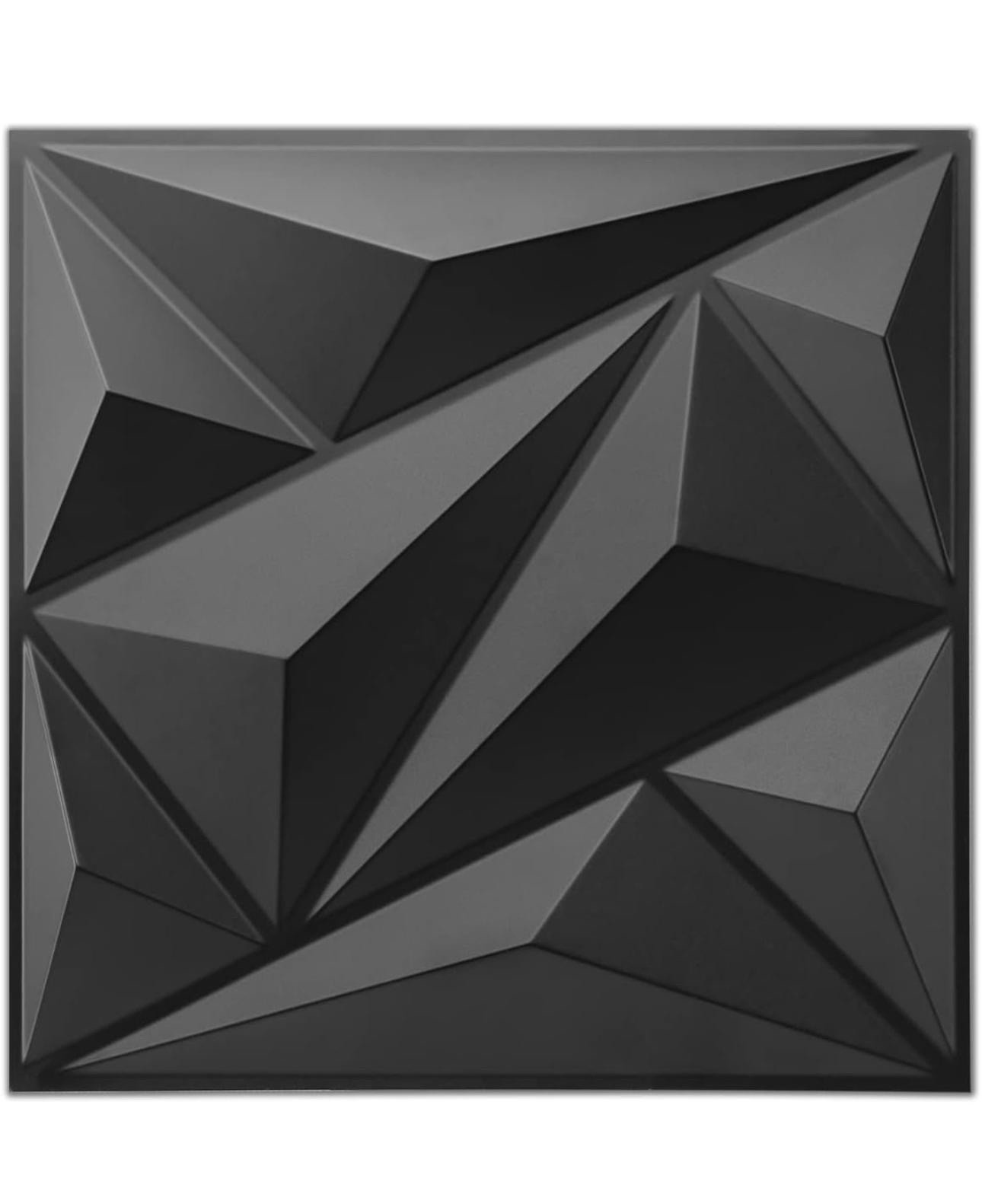 33 Pack 3D Wall Panels Diamond, Black, 12"x12" PVC Accent Wall Panels for Inte