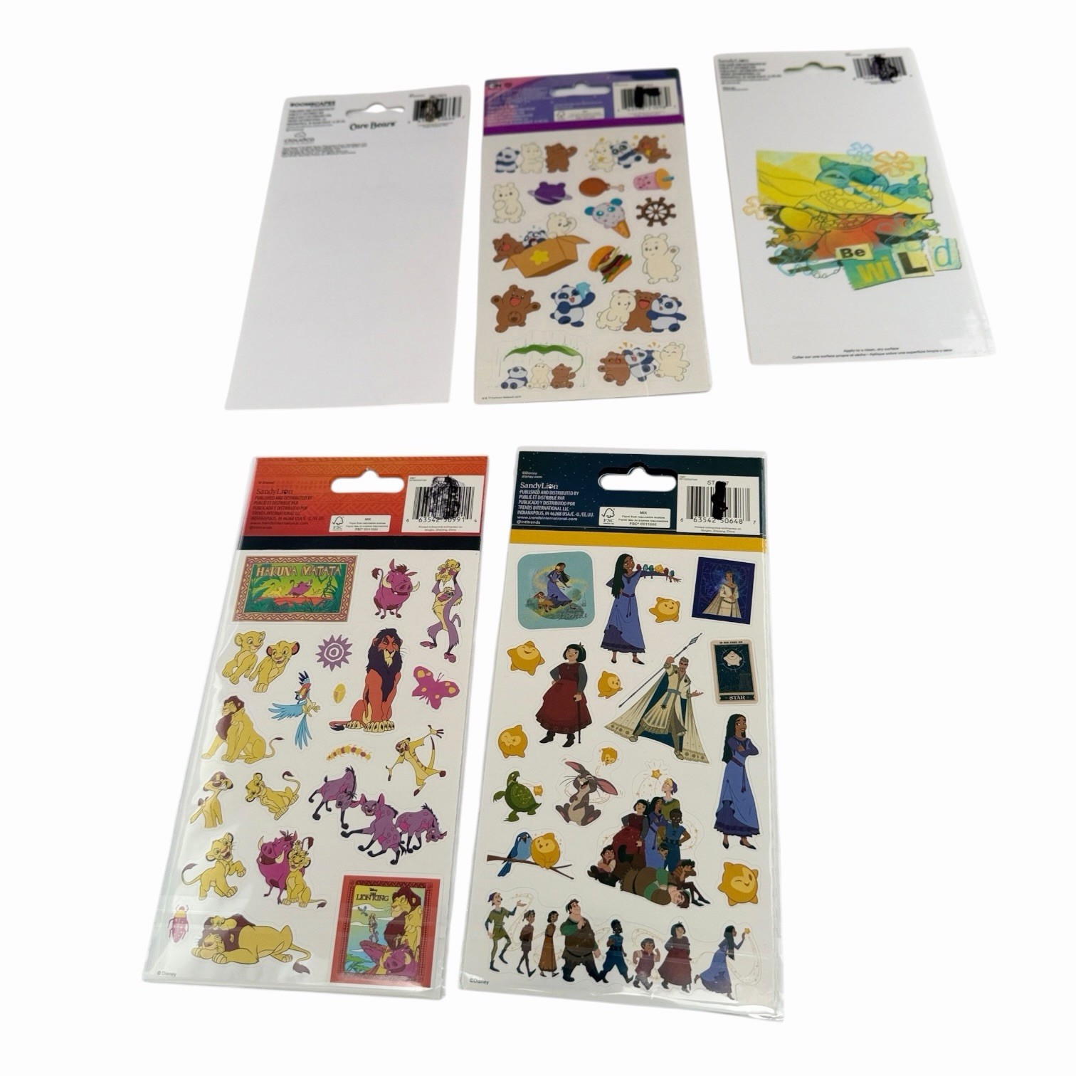SandyLion RoomScapes Sticker & Decal Lot Care Bears Stitch Lion King Wish 5 Pack
