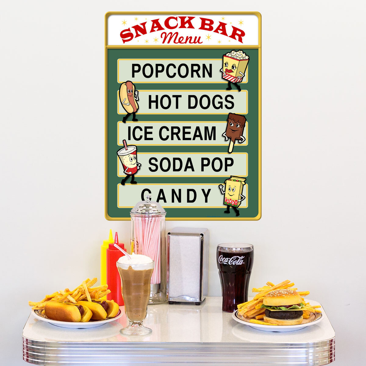 Snack Bar Menu Dancing Snacks Wall Decal Classic Movie Theater Decor