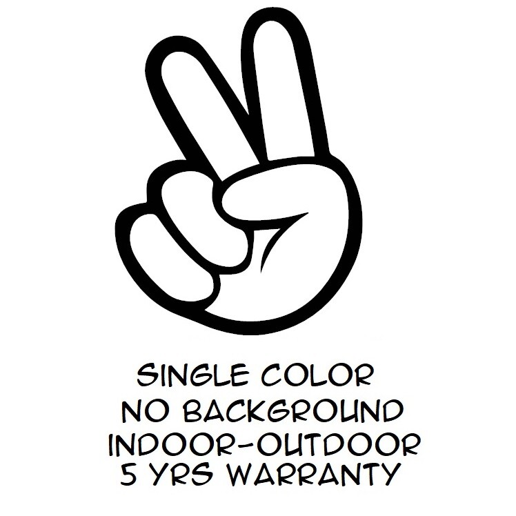 Peace Sign Hand Sticker Vinyl Decal – Love Symbol Car Window Bumper Hippie Wall