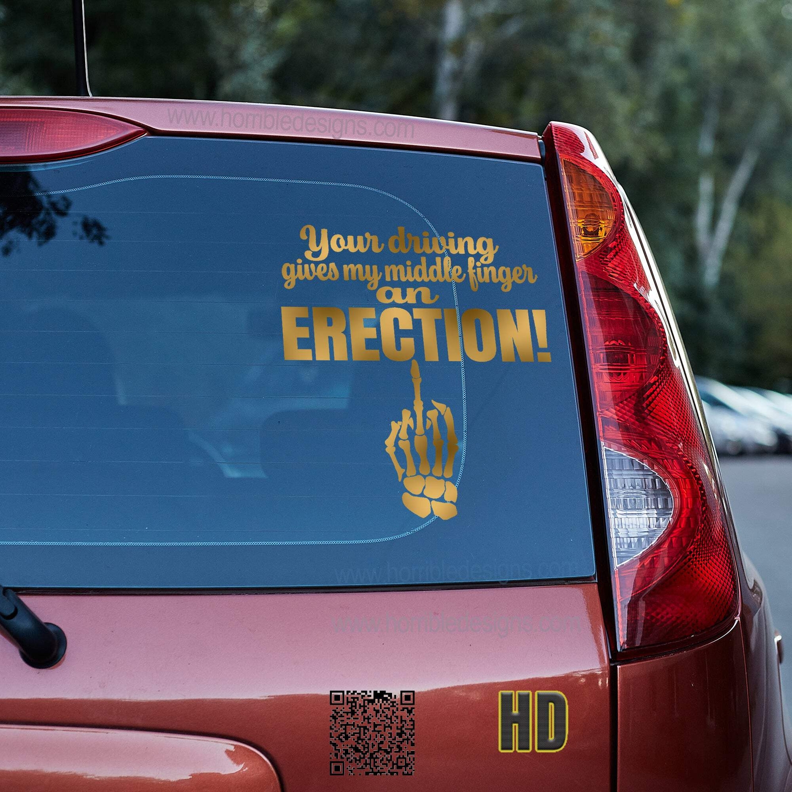 Your driving gives my middle finger an erection 3 Vinyl decal