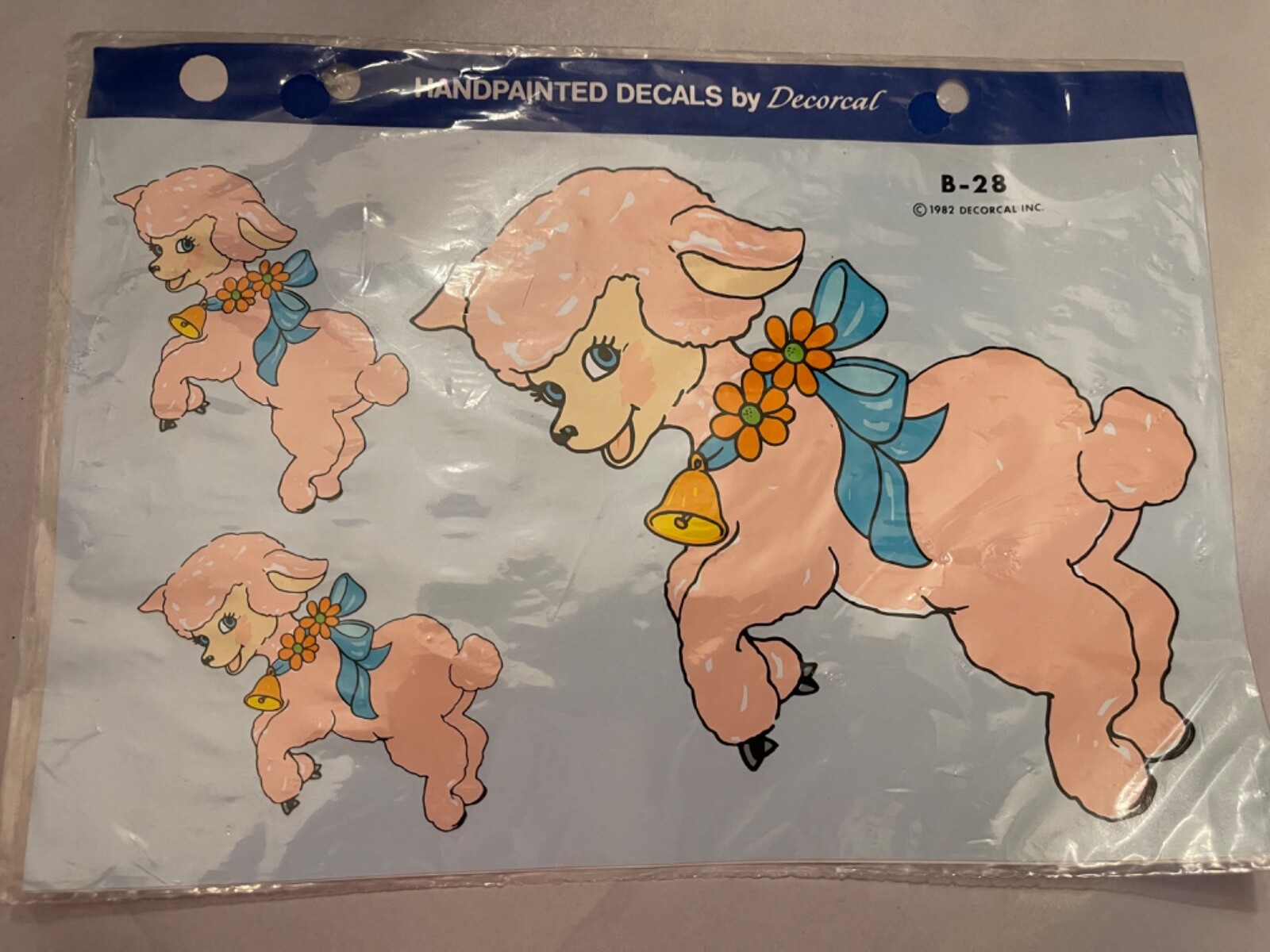 Vintage Handpainted Lamb Decals by Decorcal Pink Baby Girl Retro Decoupage B-28