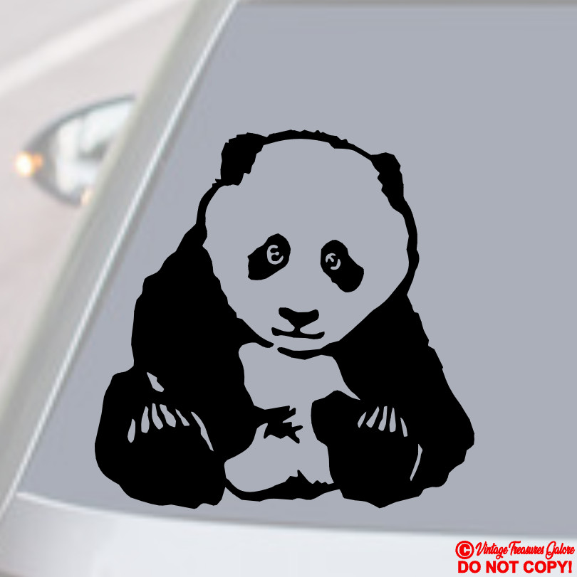 PANDA BEAR CUB Vinyl Decal Sticker Car Rear Window Wall Bumper Cute Baby Animal