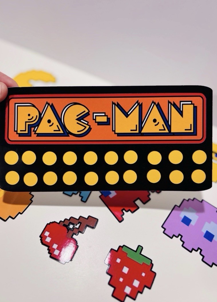 Pac-Man Large Character Sticker Set, Vintage Arcade gamer Gift, 80s Retro￼￼