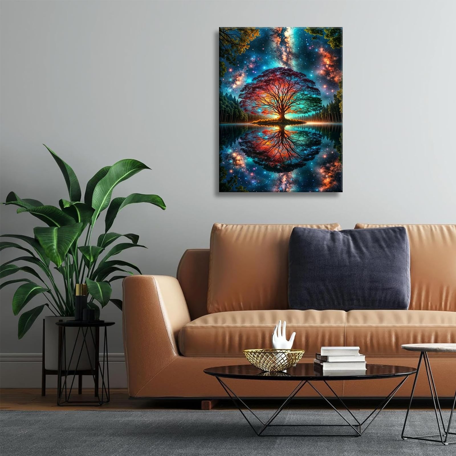 Tree of Life Canvas Wall Art Starry sky reflection Pictures Wall Decor Modern…