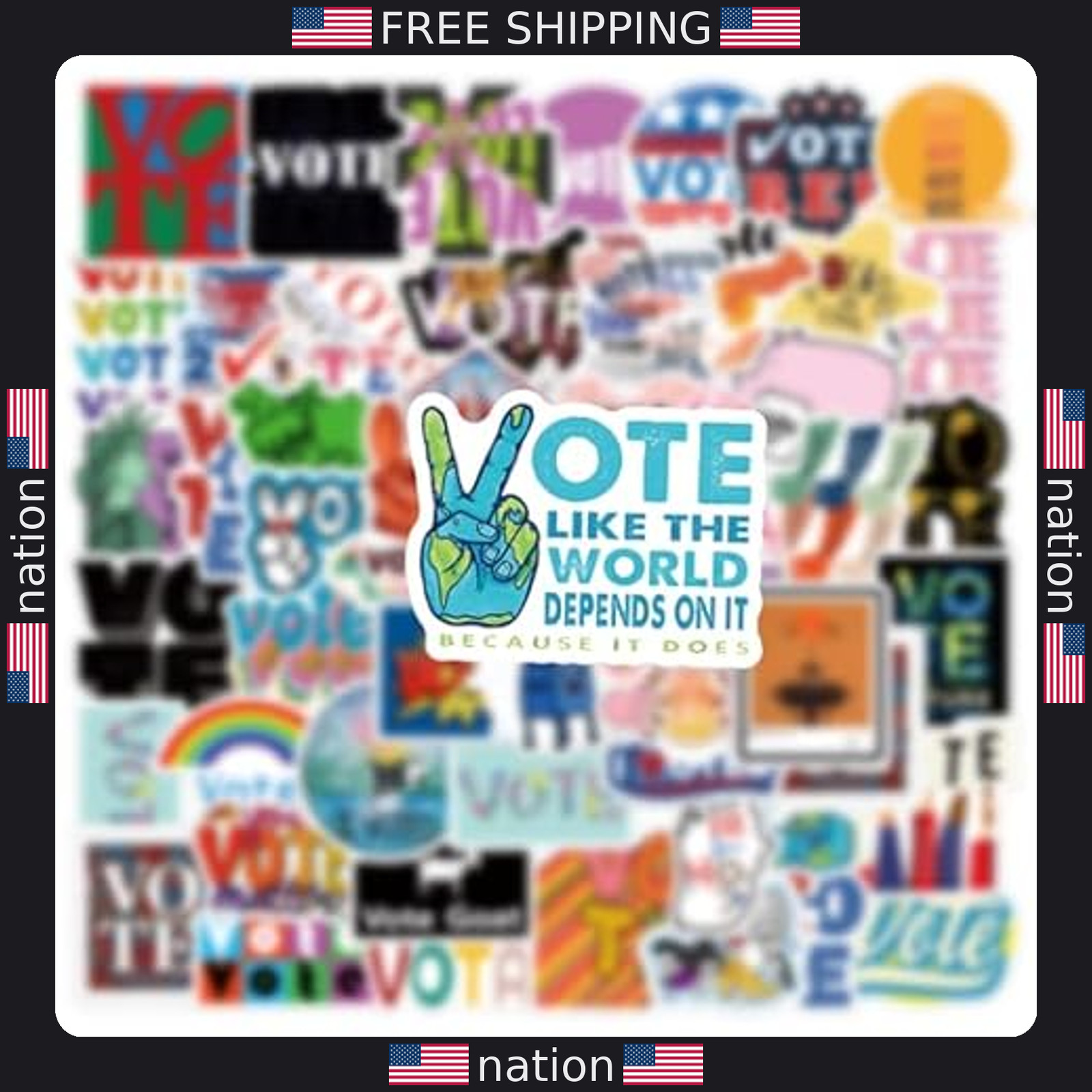 67pcs Colorful Election Vote Stickers, Waterproof Vinyl Decals for Campaigns