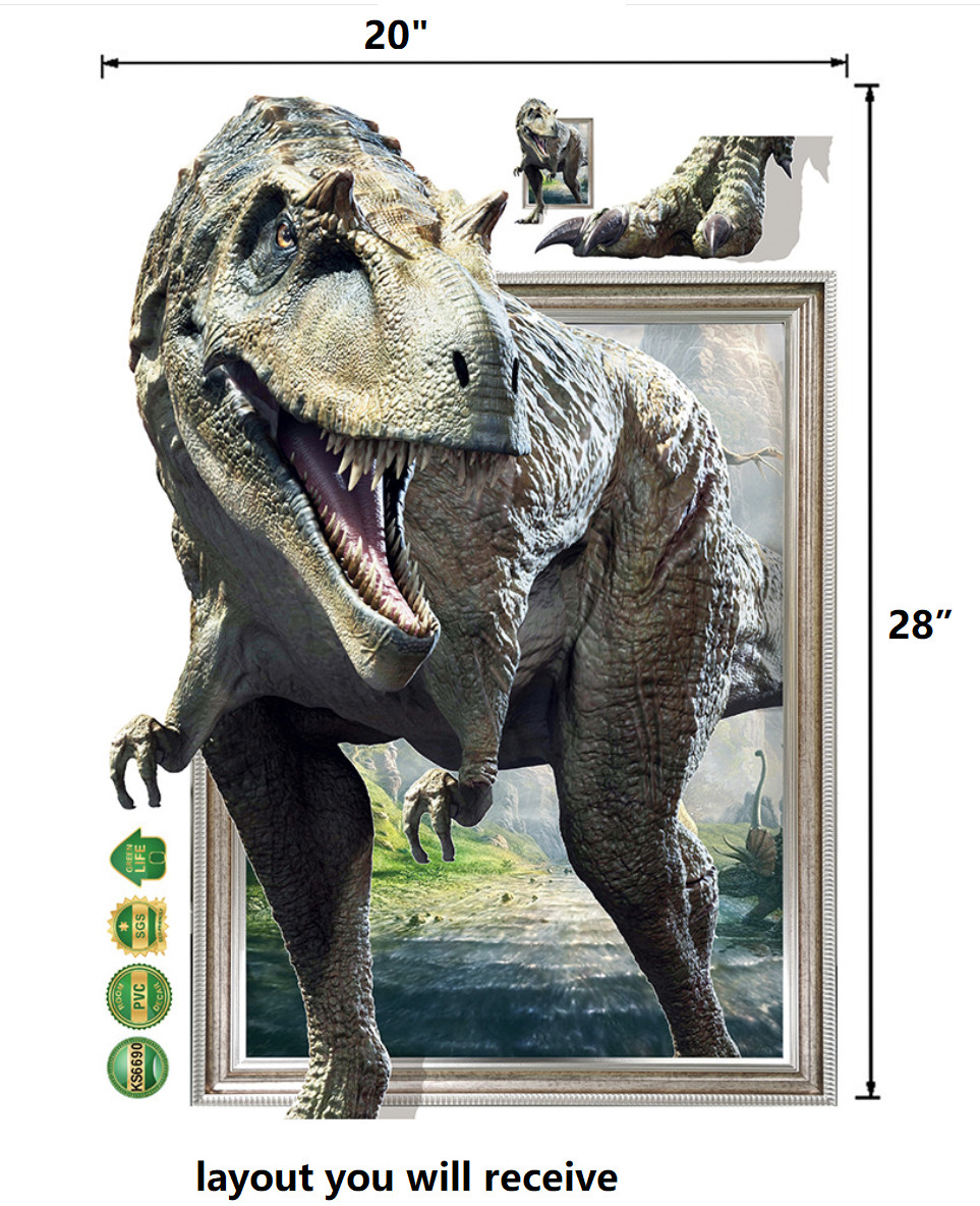 NEW 3D dinosaur T rex Removable Wall Stickers Decal Kids bedroom Home Decor USA
