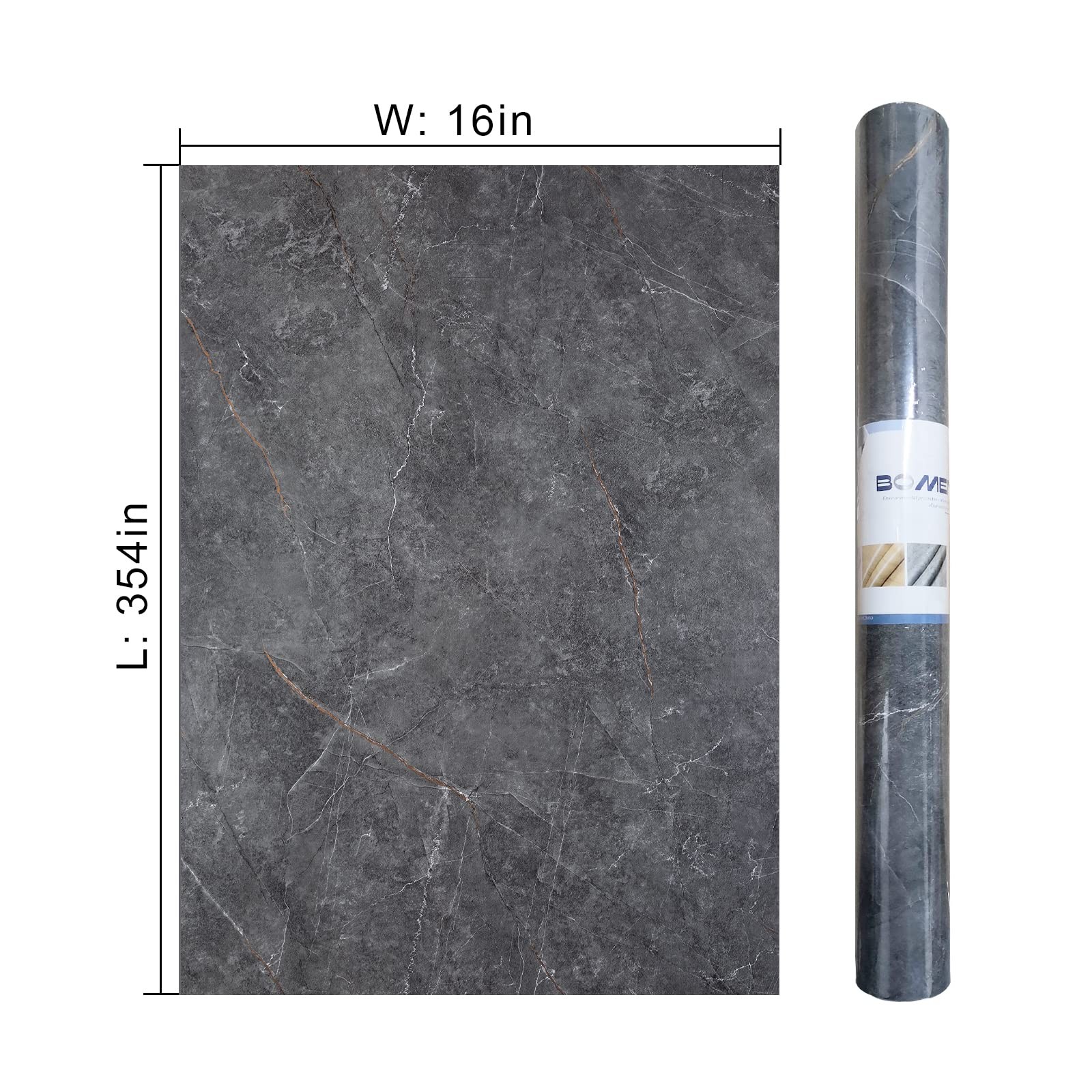 Gray Marble Peel and Stick Glossy Dark Grey Granite Wallpaper Adhesive Remova…