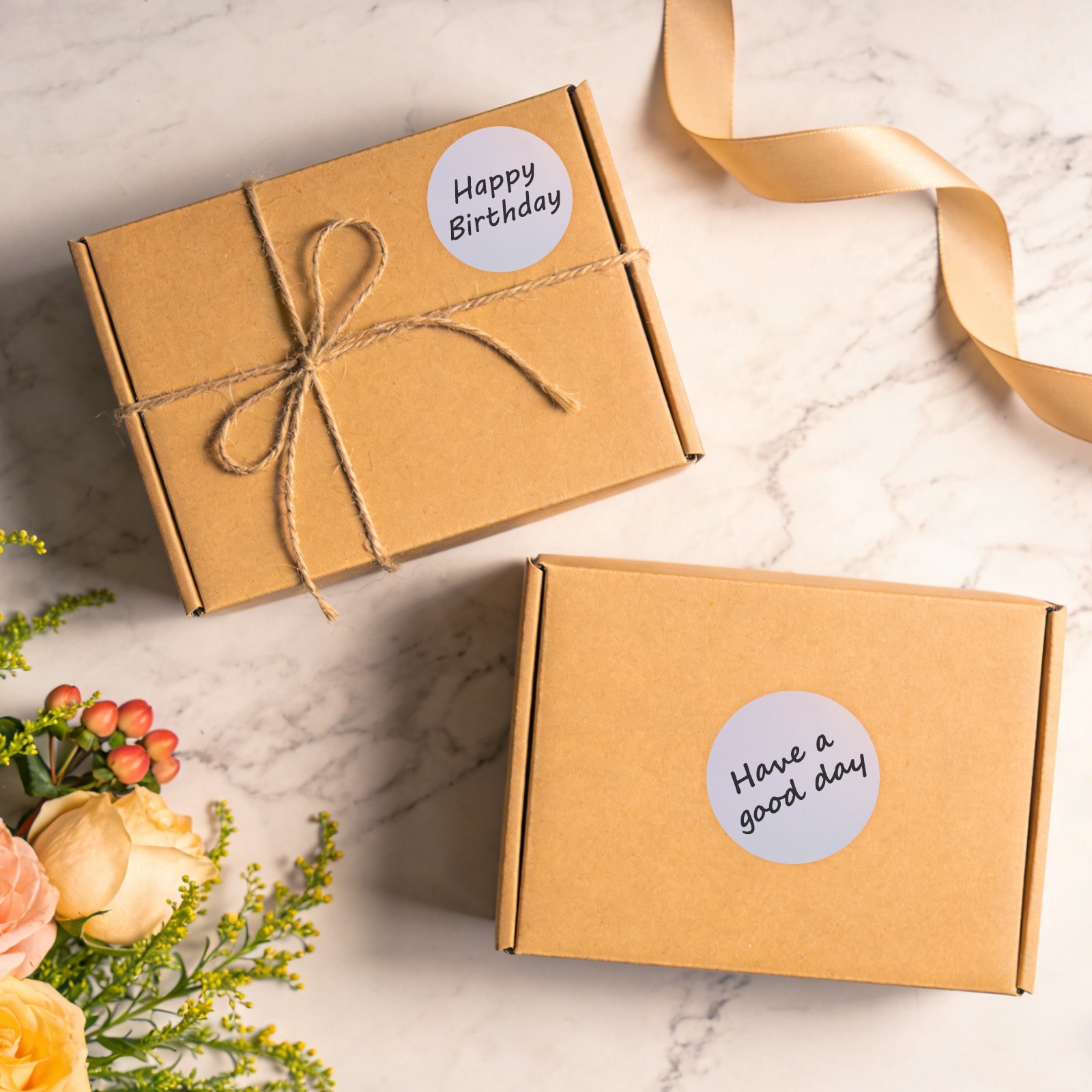 500pcs Round Thermal Label 1×1" Self-Adhesive Thermal Stickers Silver