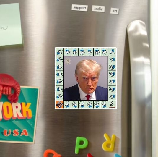 Donald Trump Mug Shot Go To Jail Die Cut Glossy Fridge Magnet