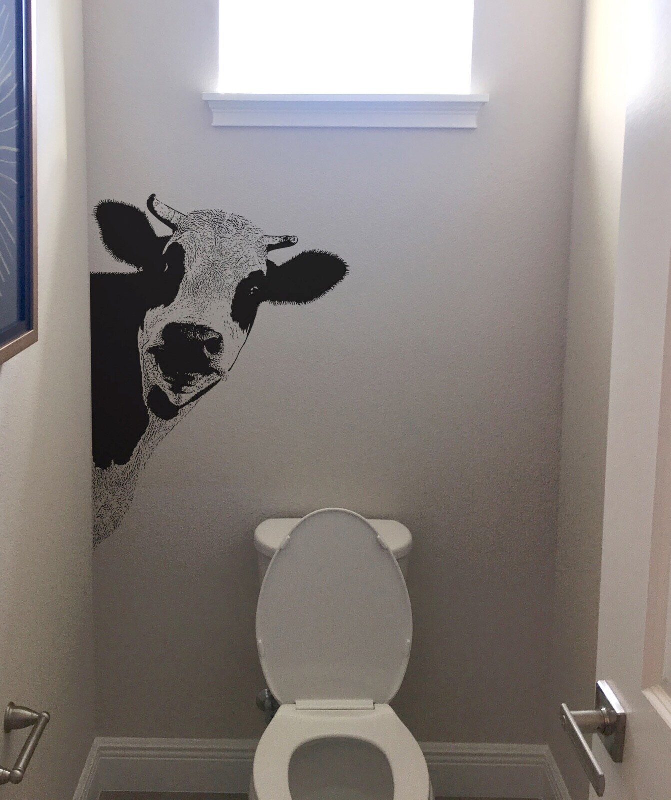 Kitchen Cow Wall Decal Sticker. Dining Room Cow Wall Art. Black Cow. #5476