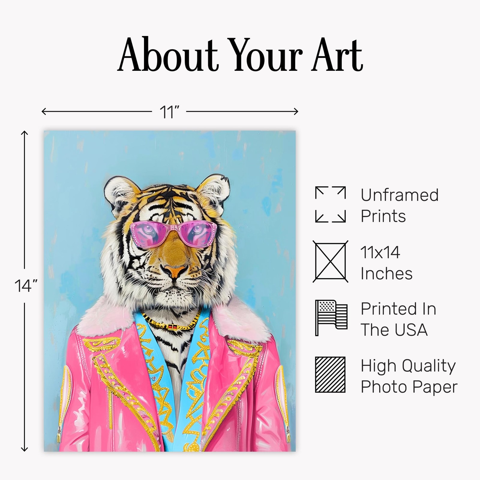 Tiger Pop Art Wall Decor 11×14 – Funky Animal Print for Home Office – Maximal…
