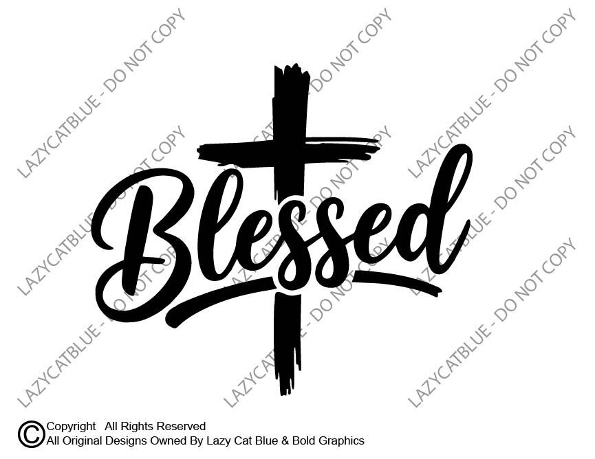 Blessed Cross Decal Sticker Jesus God Religious Gift Christian Pride Love Church