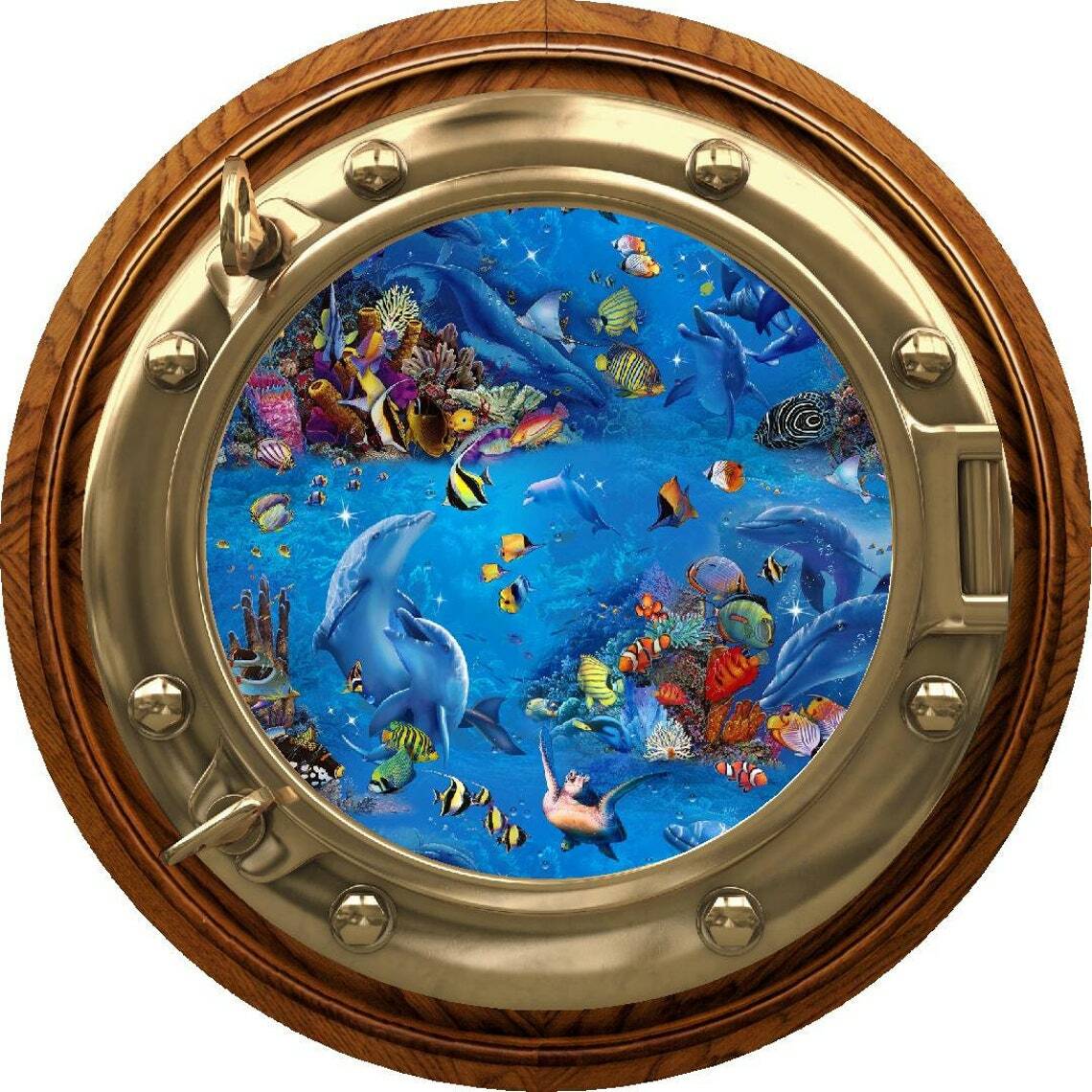 PortScape Under The Sea Fish Ocean Porthole Window Wall Decal Vinyl Wall Sticker