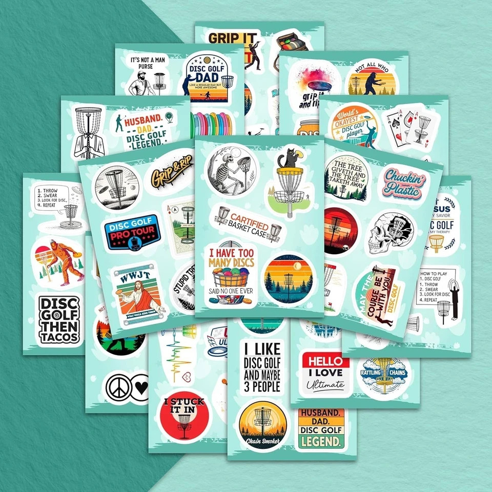 100Pcs Disc Golf Stickers Decals for Water Bottles – Disc Golf Gifts, Party Supp