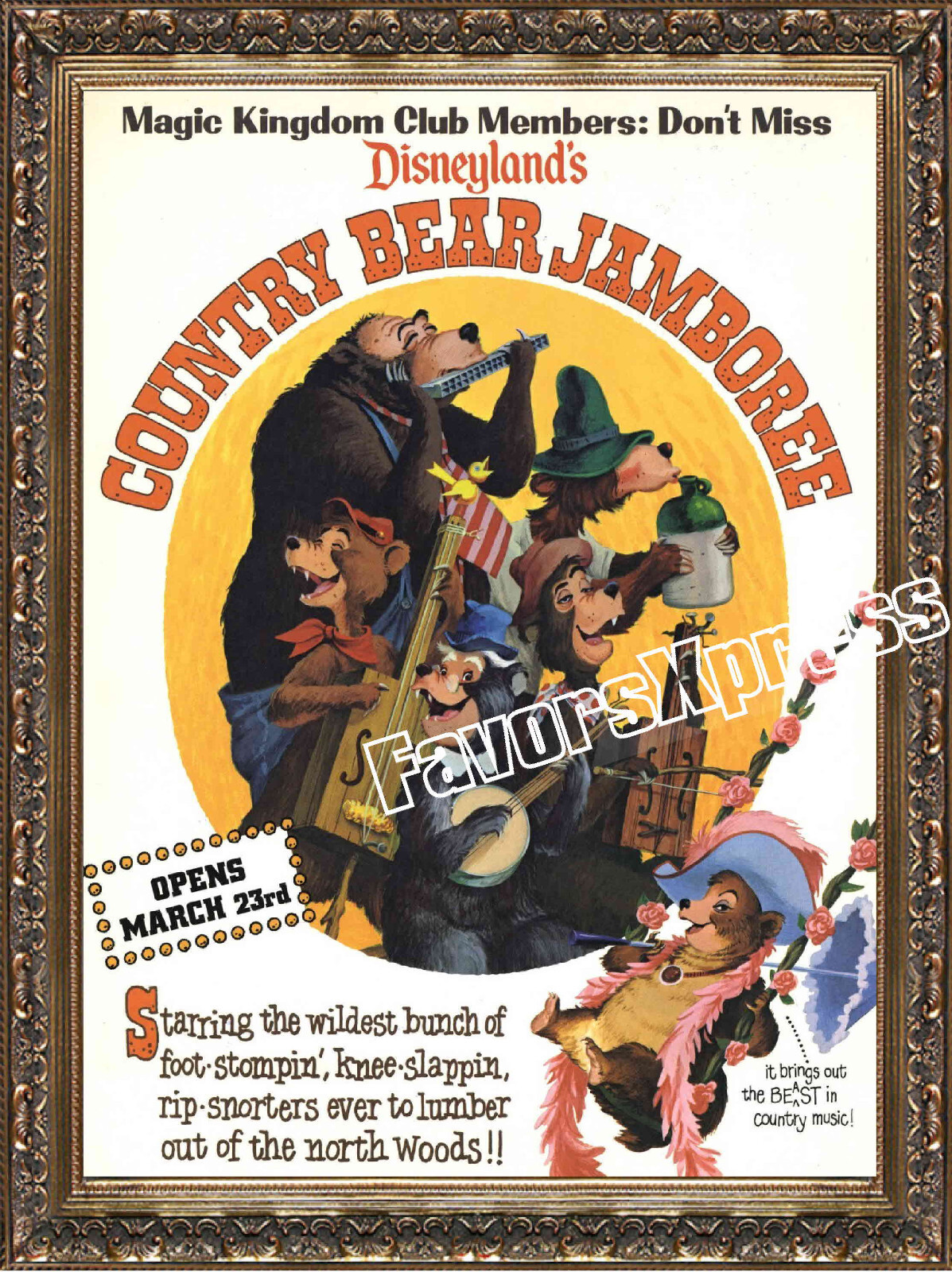 1972 DISNEYLAND COUNTRY BEAR JAMBOREE POSTER PHOTO FRIDGE MAGNET 3.5 x 2.5 in