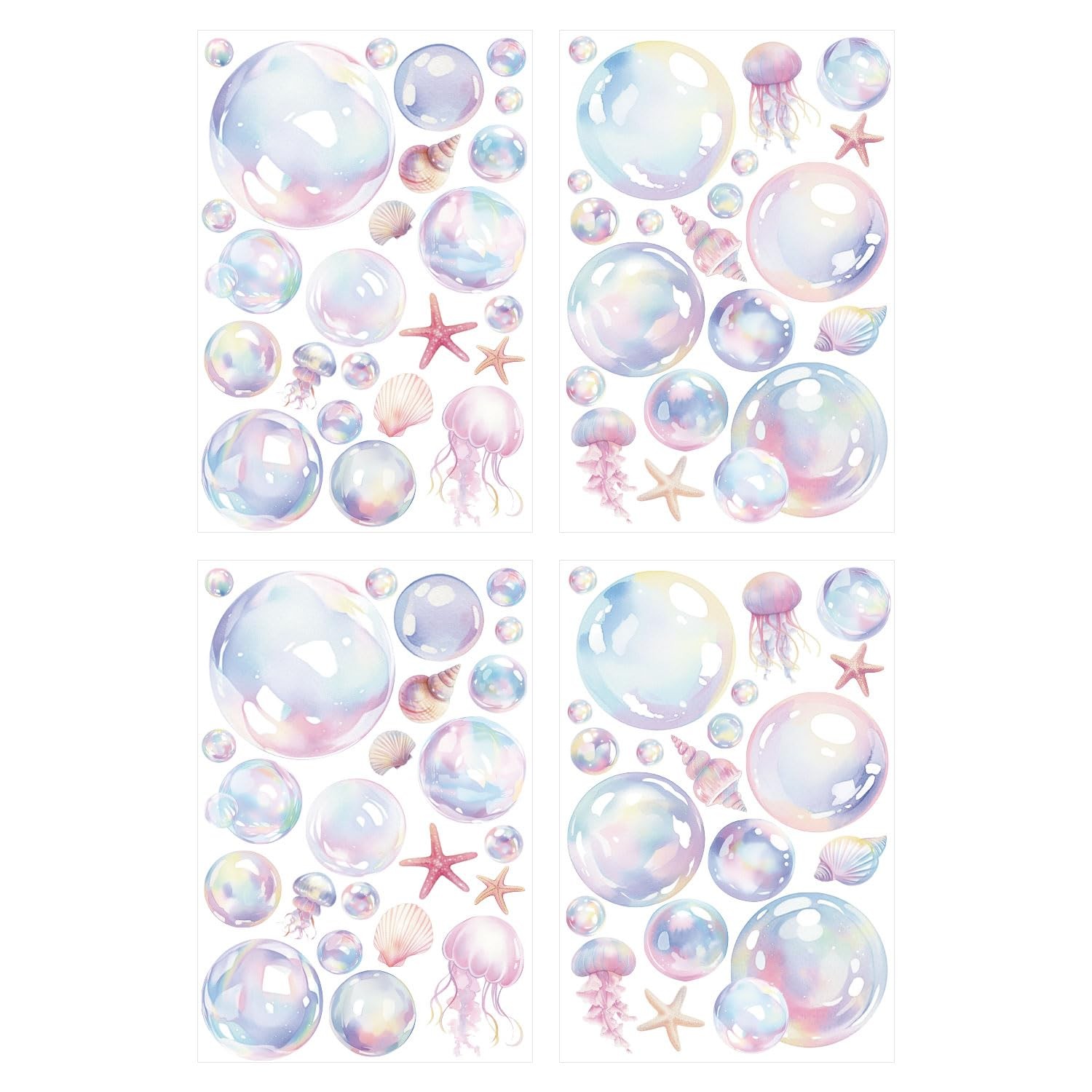 4 Sheets Bubble Wall Decals, Colorful Bubble Wall Cutouts Decal Ocean Decor S…