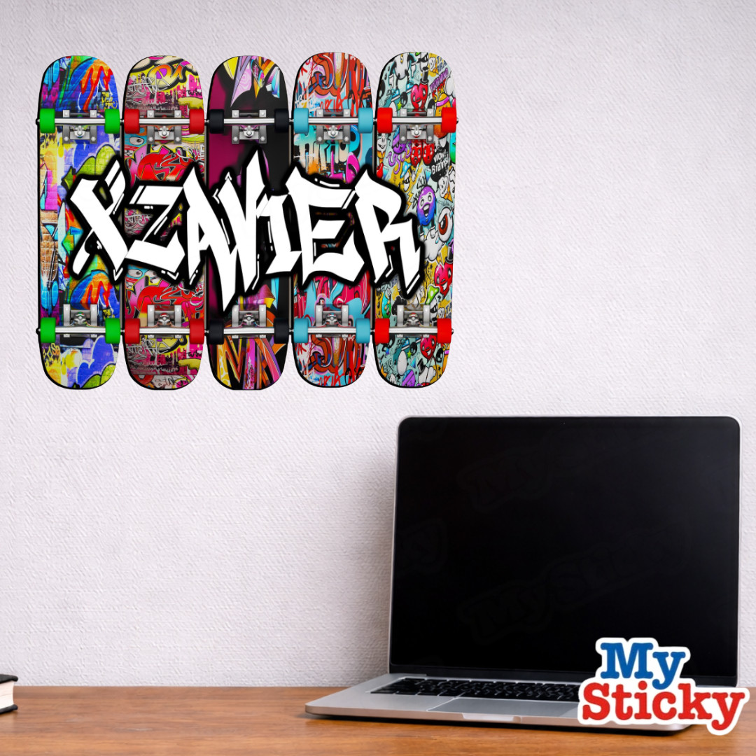 MySticky™ Custom Name Full Color Graffiti Skateboard Wall Art Decal Vinyl Decor