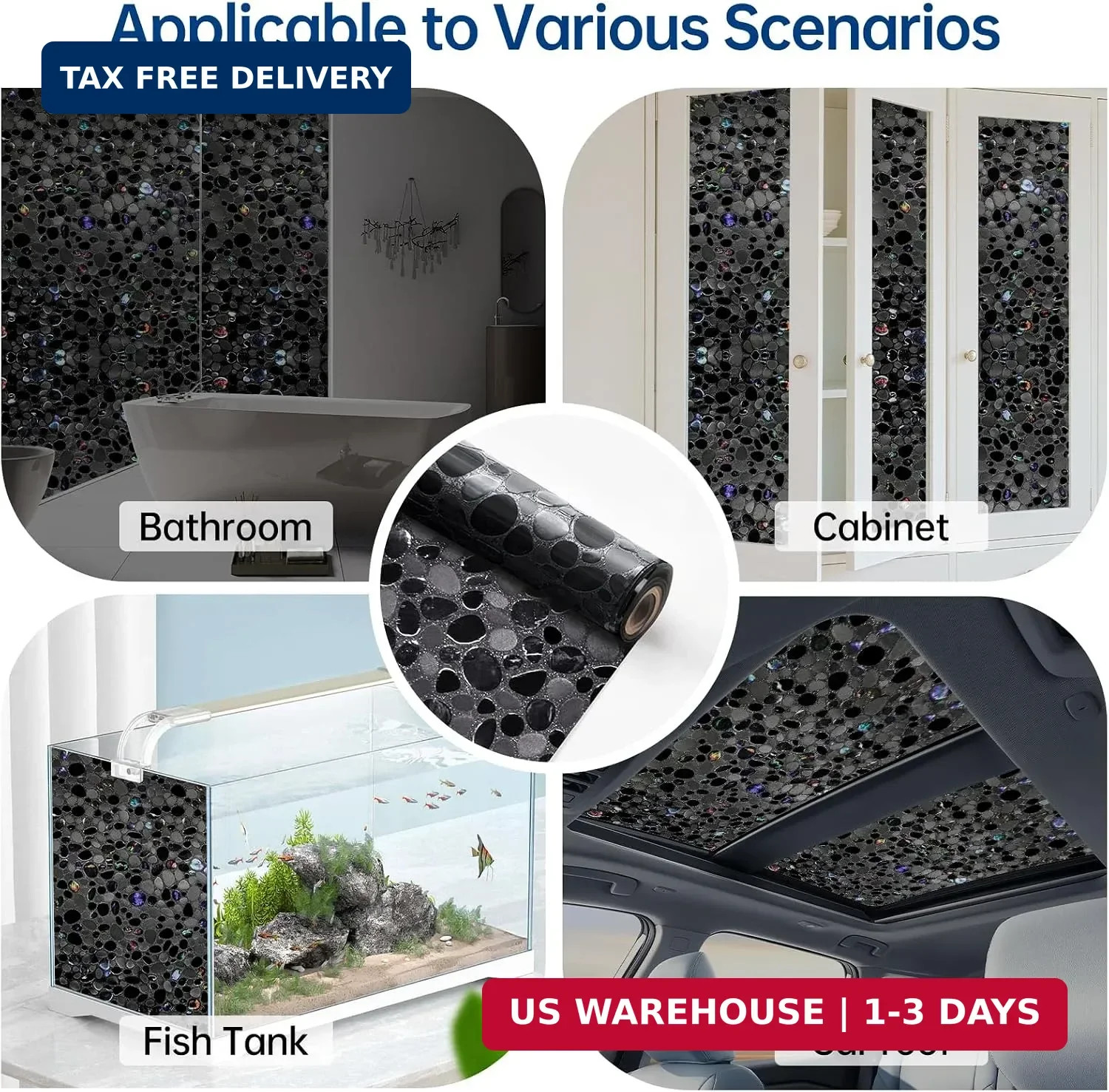 Blackout Window Film, 100% Sun Light Blocking Removable Privacy Window Cover, St