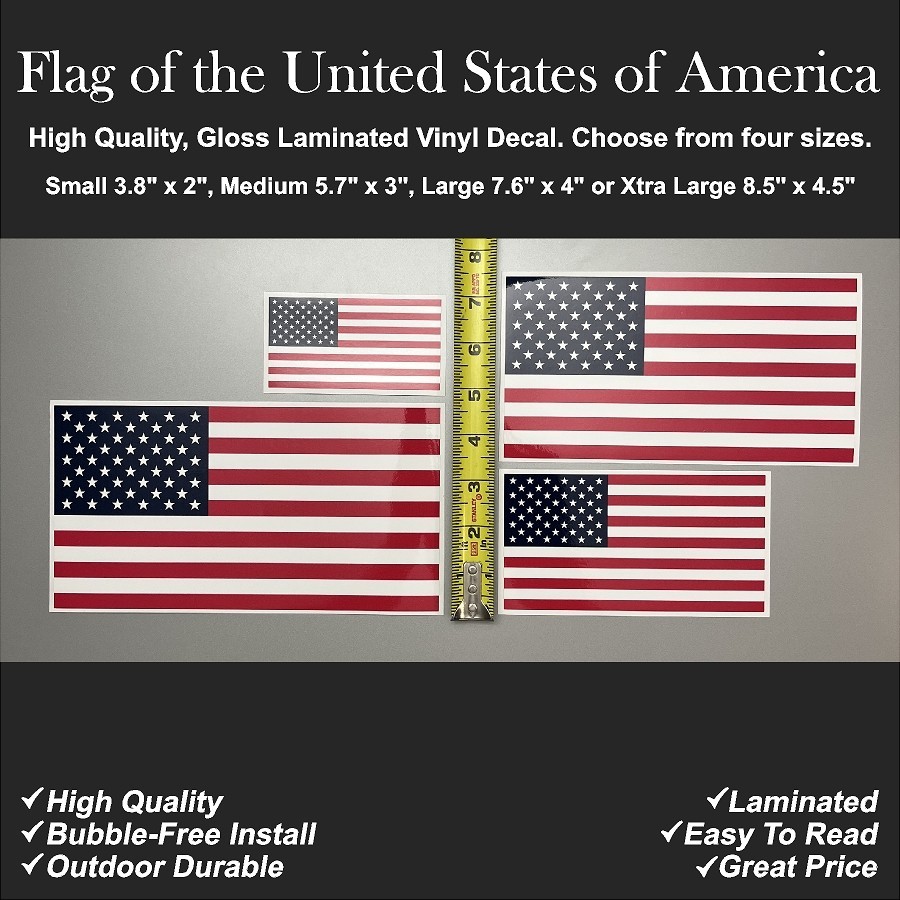 Flag of the United States of America Gloss Laminated Decal Sticker Choose Size