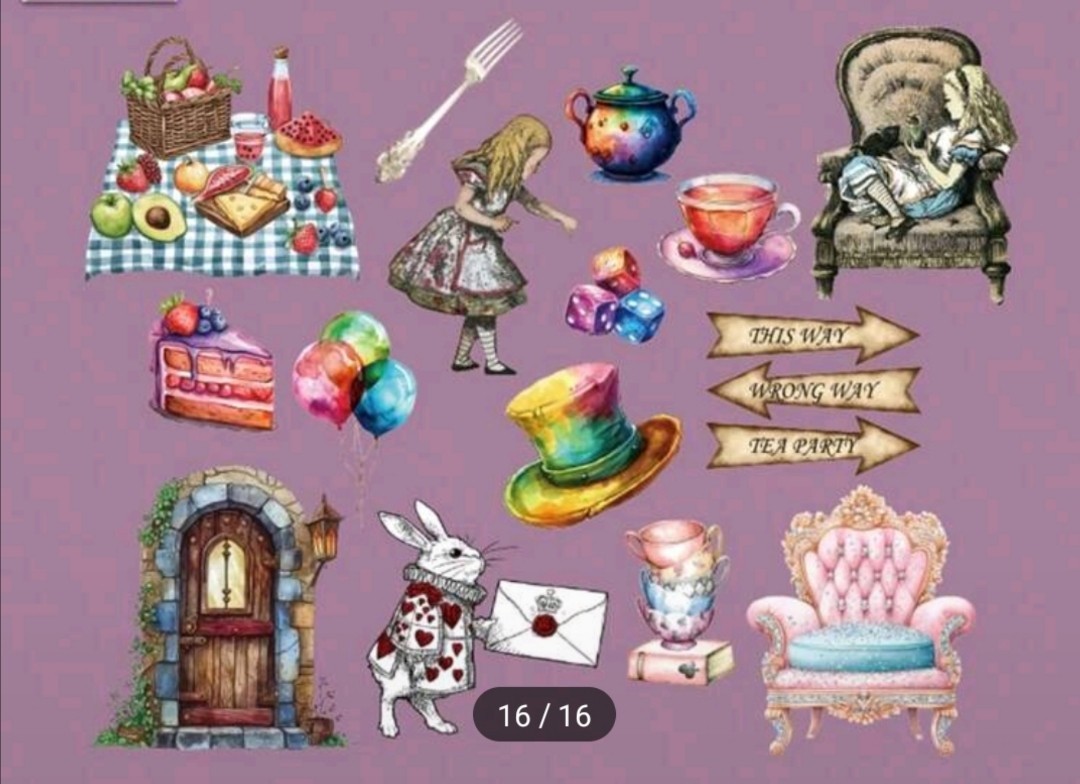 20 PCS Alice In Wonderland (Unofficial) PET Stickers BRAND NEW